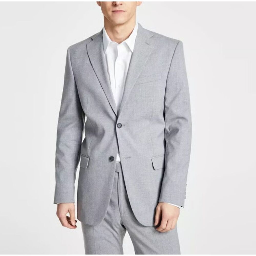 DKNY Suit Blazer Men's Size 46S Light Gray Sport Coat Modern Stretch Business